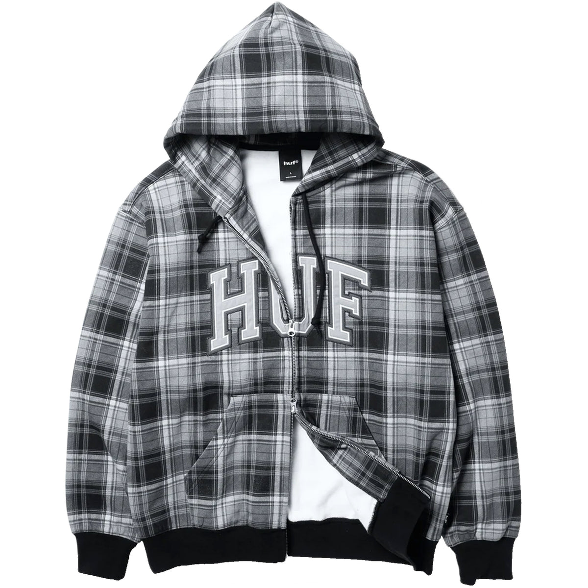 HUF Arch Plaid Heavyweight Zip Hoodie Black