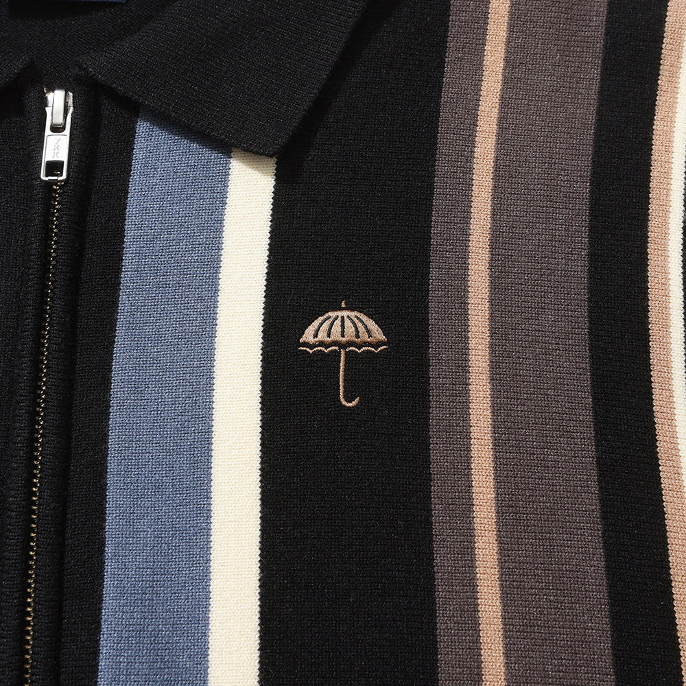 Hélas Bundy Full Zip Knit Polo Black