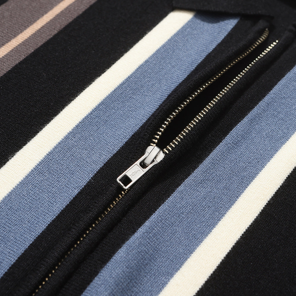 Hélas Bundy Full Zip Knit Polo Black