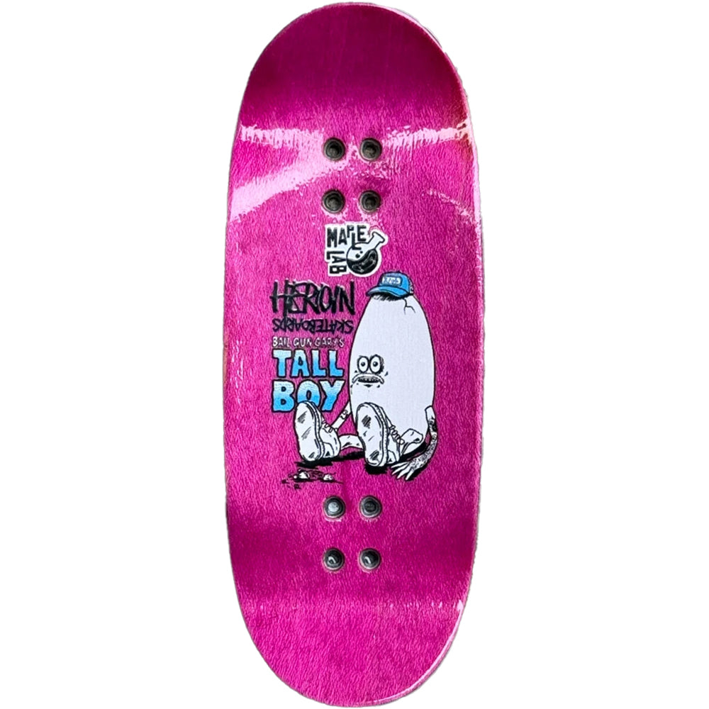 Heroin x Maple Lab Bail Gun Gary's Tall Boy Fingerboard Deck 38mm
