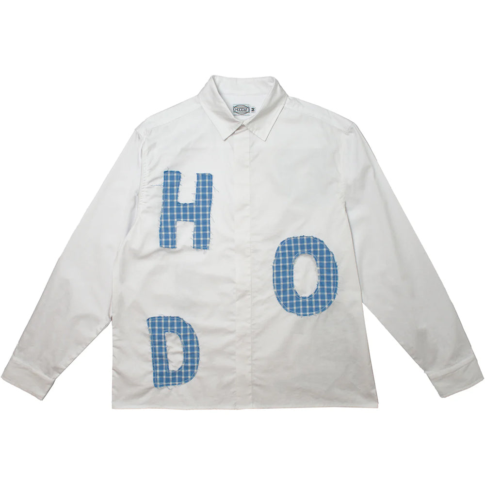 Hoddle Melange Long Sleeve Shirt White/Blue