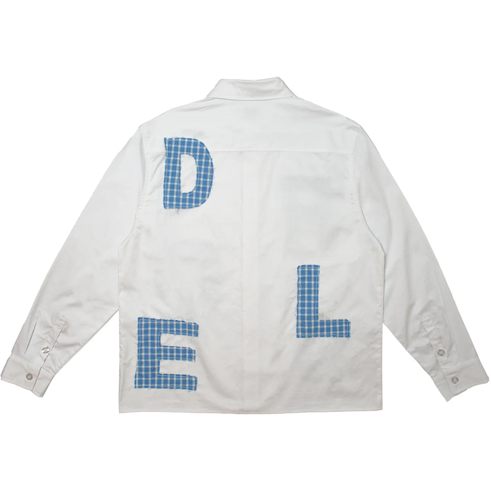 Hoddle Melange Long Sleeve Shirt White/Blue