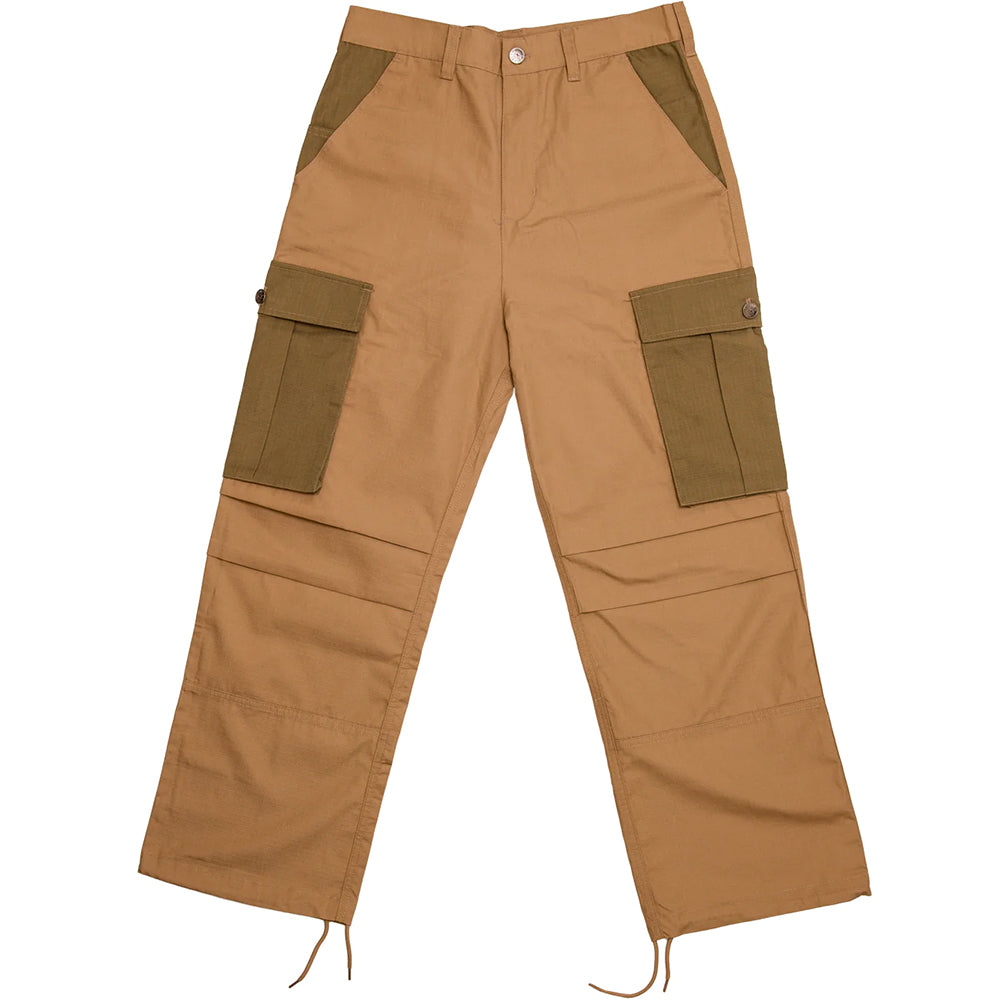 Hoddle Pleated Rip-Stop Cargo Pants Tan/Khaki