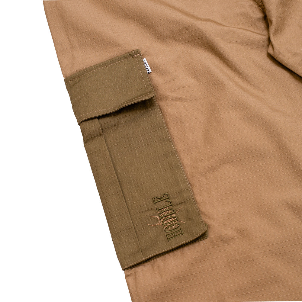 Hoddle Pleated Rip-Stop Cargo Pants Tan/Khaki