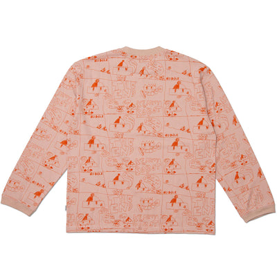 Hoddle Quiet Joe Long Sleeve Tee Salmon/Burnt Orange