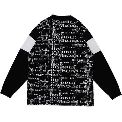Hoddle Sound System Long Sleeve Quarter Zip Polo Black/White