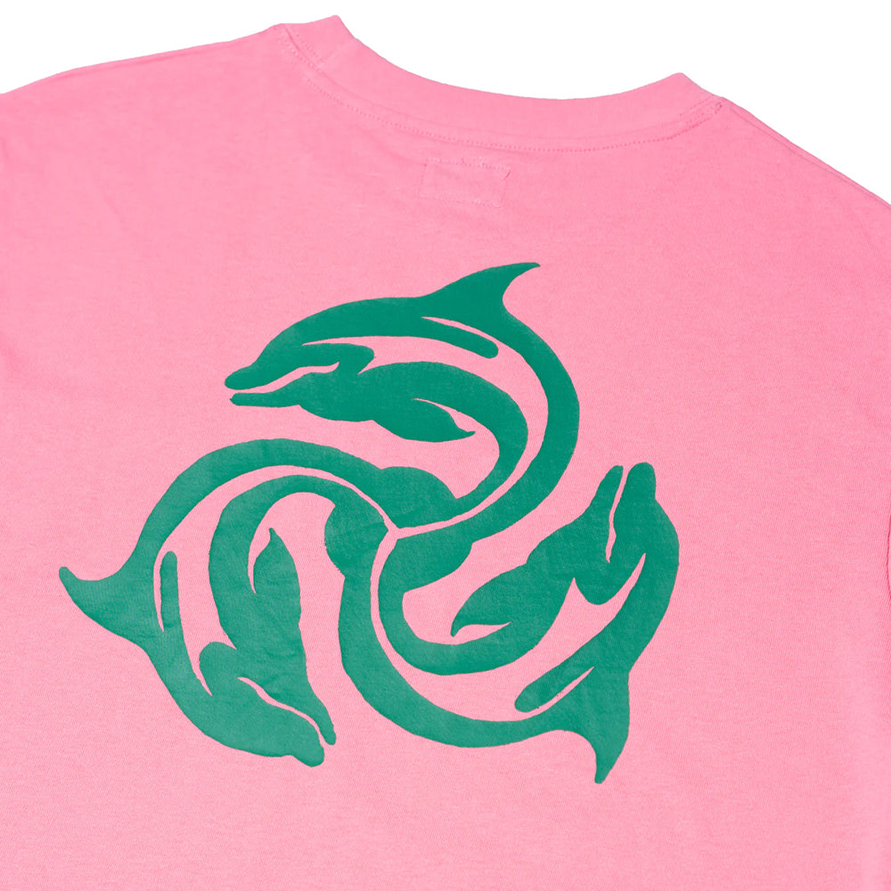 Hoddle Turbo Dolphin Logo Tee Washed Pink/Green