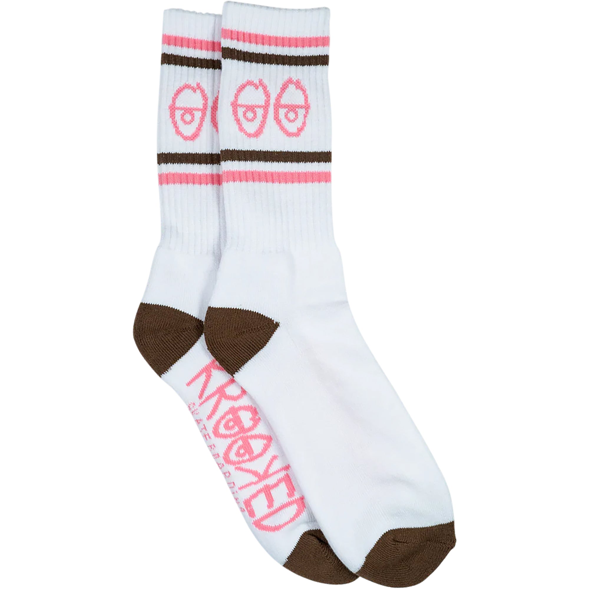 Krooked Eyes Socks White/Brown/Pink