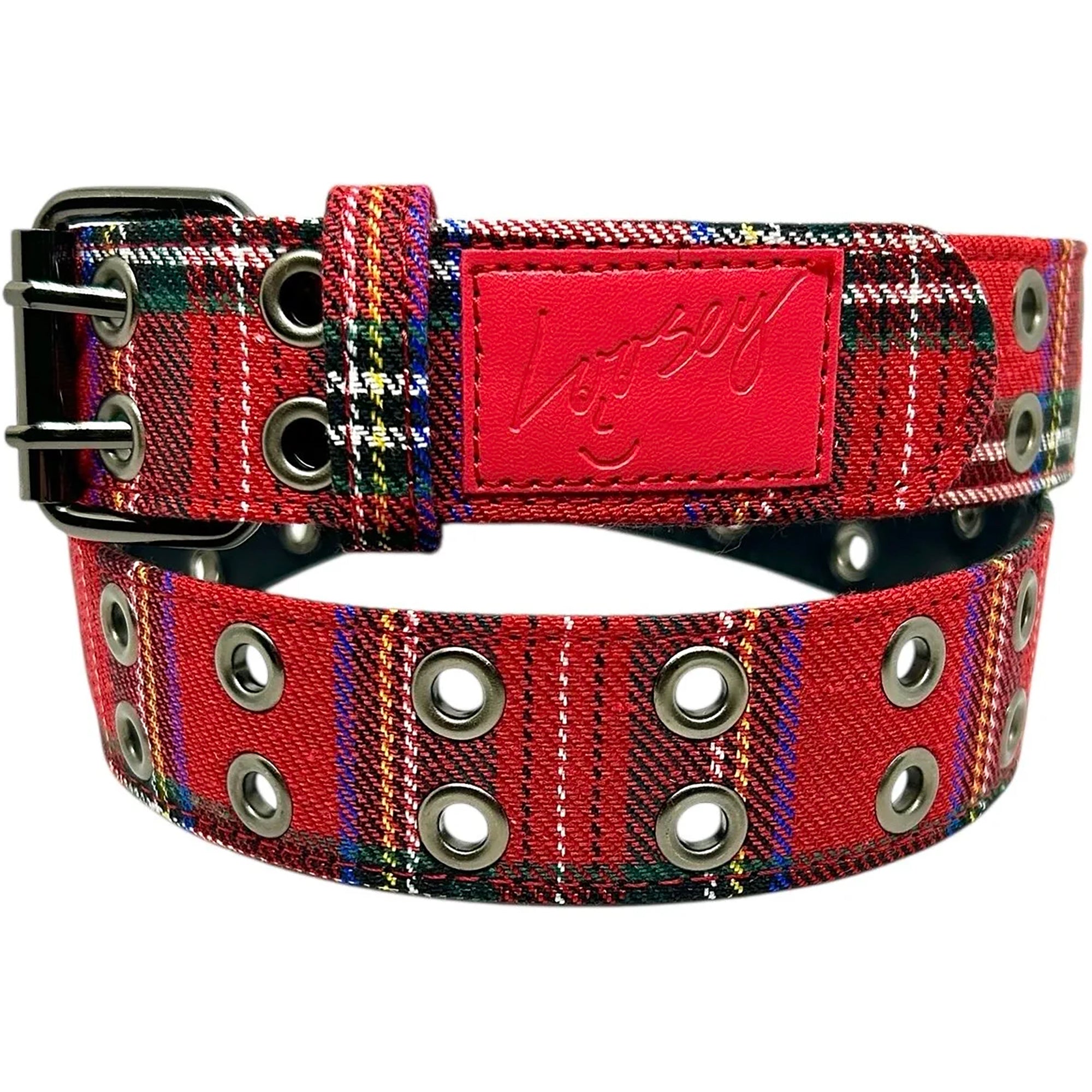 Loosey Plaid Grommet Hole Belt