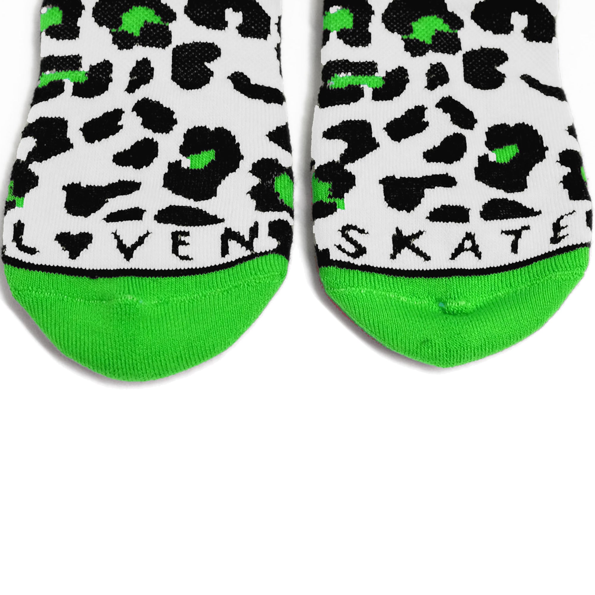 Lovenskate Leopard Socks White/Black/Neon Green