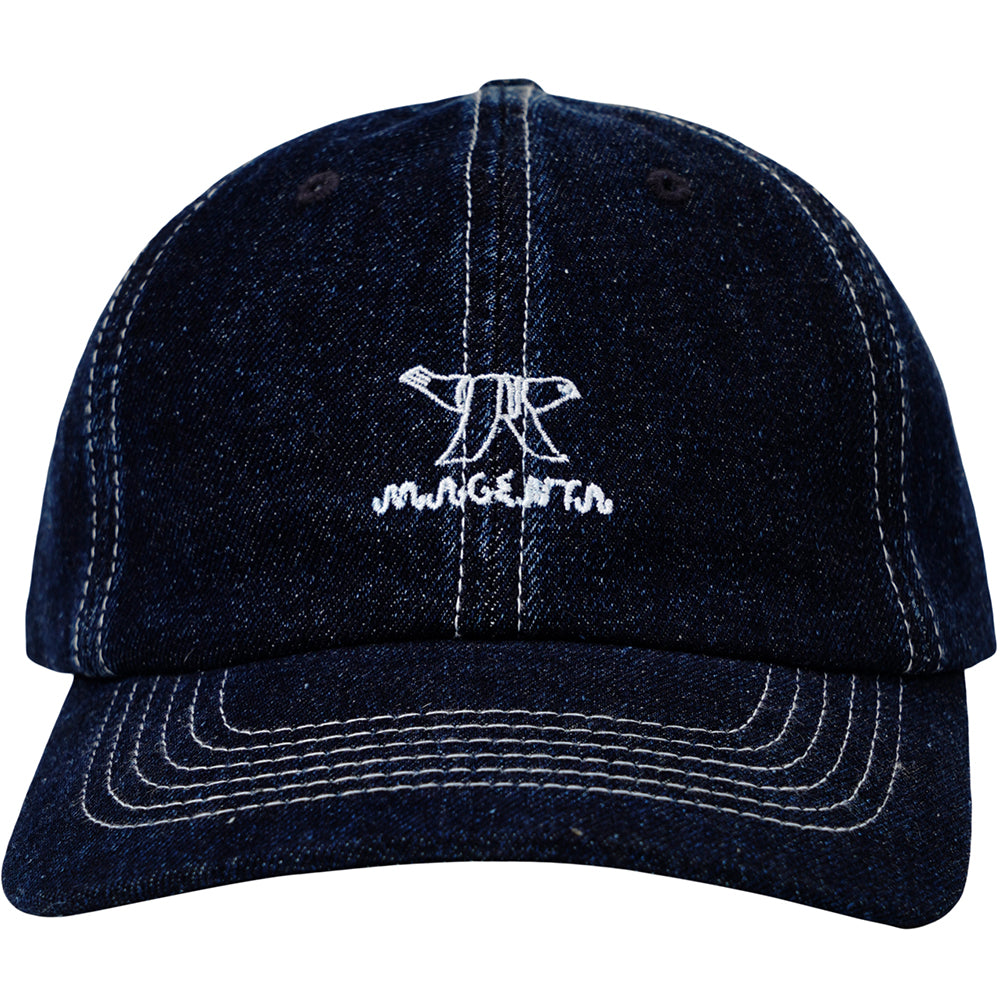 Magenta Bird Denim Dad Hat Blue