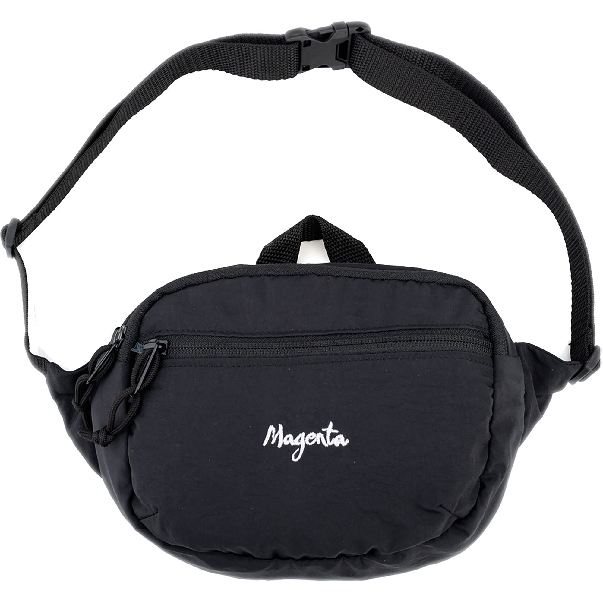 Magenta Script Banana Bag Black