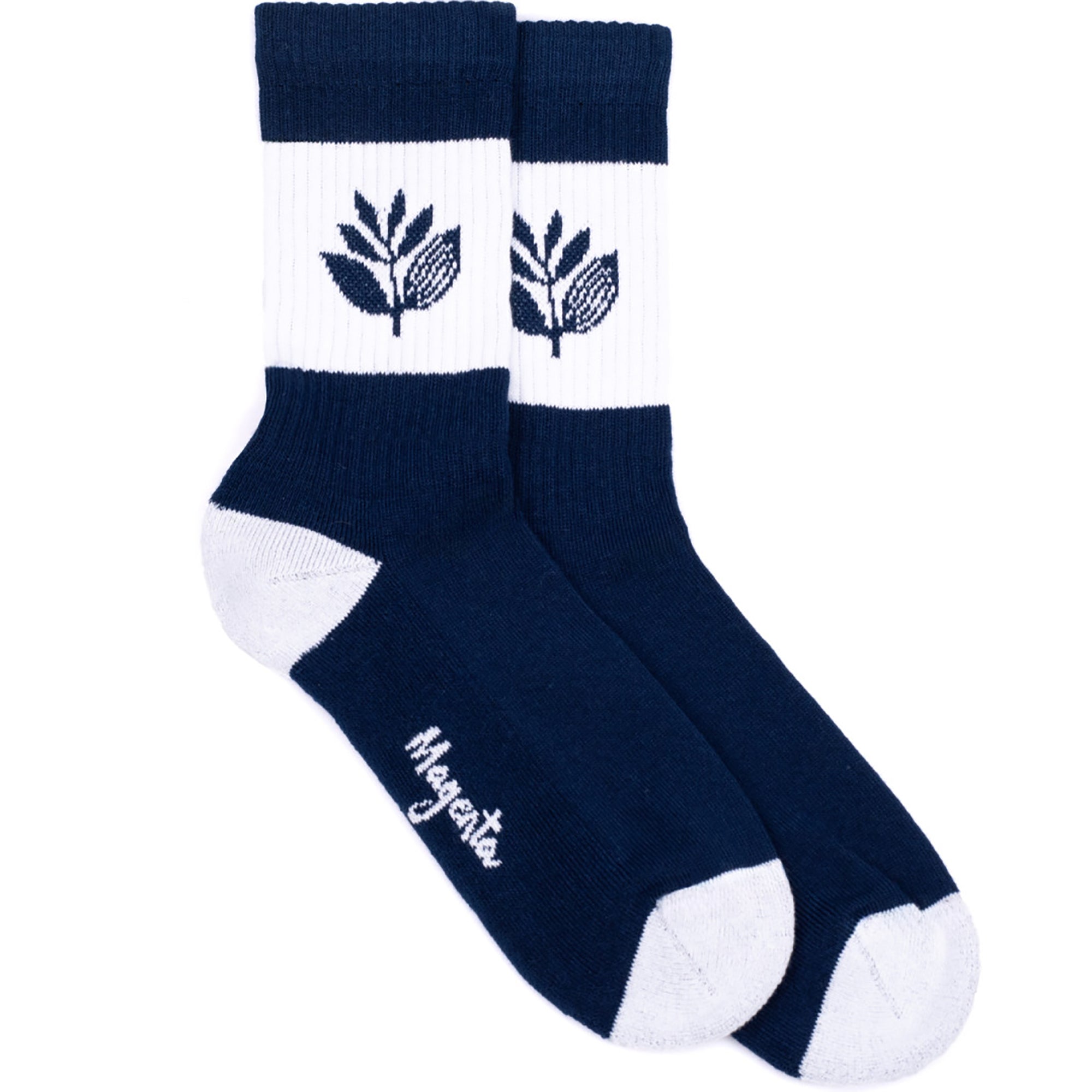 Magenta Stripe Socks Navy Blue
