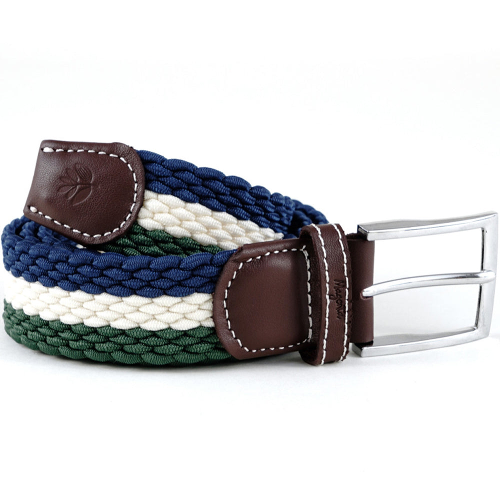 Magenta Tri Braided Belt Blue