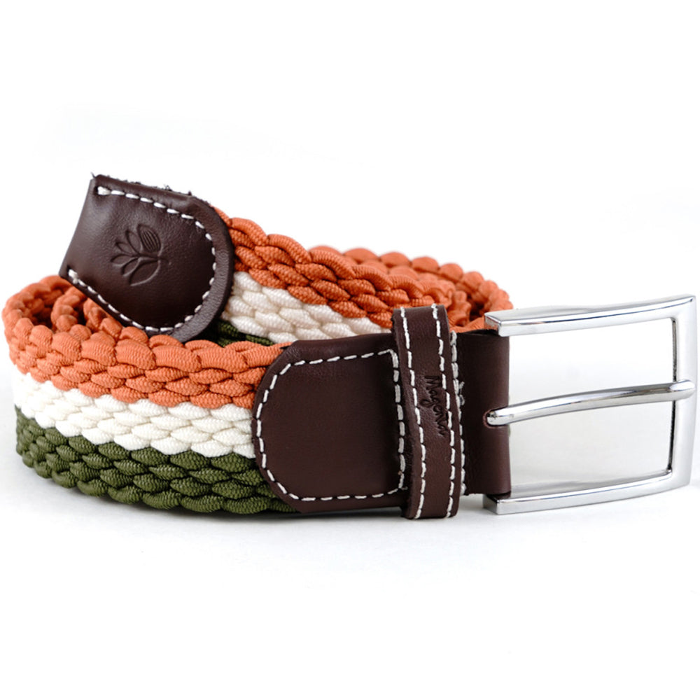 Magenta Tri Braided Belt Khaki