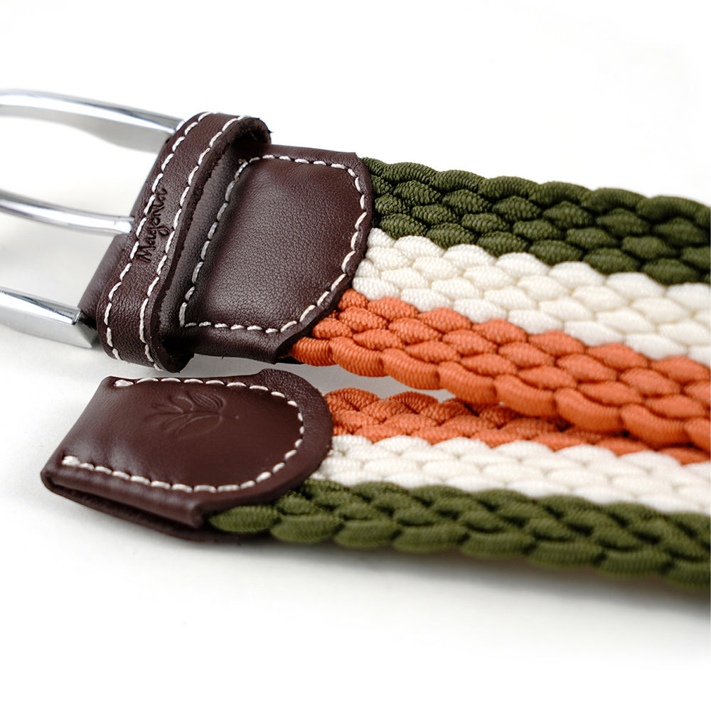 Magenta Tri Braided Belt Khaki
