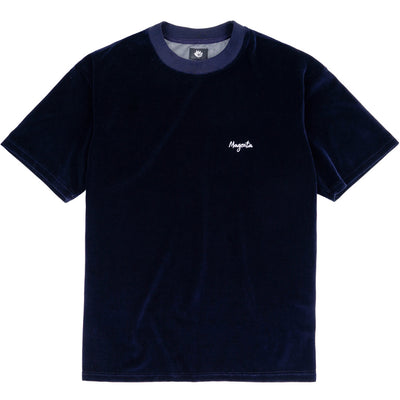 Magenta Velours Tee Navy