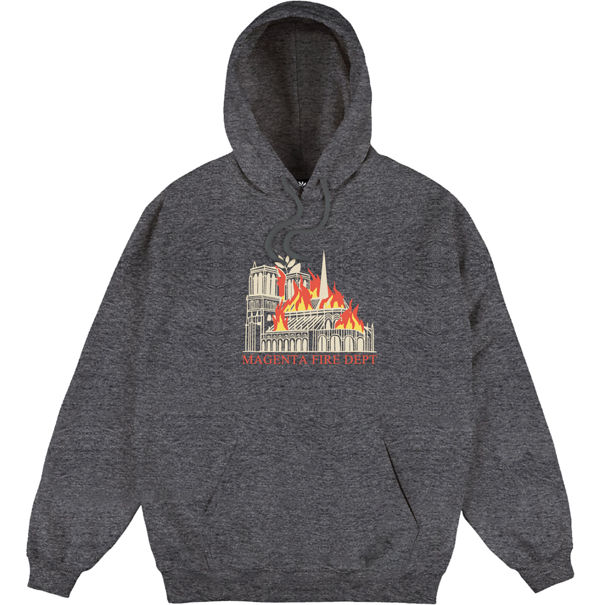 Magenta Fire Dept Hoodie Dark Heather
