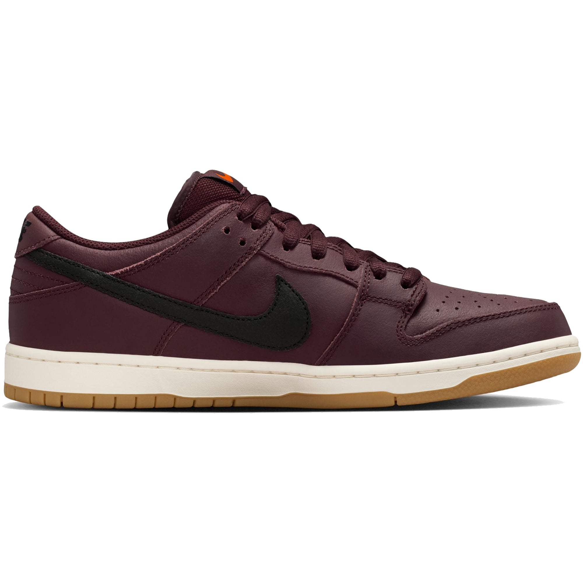 Nike SB Orange Label Dunk Low Pro Shoes Burgundy Crush/Black-Mystic Dates-Sail