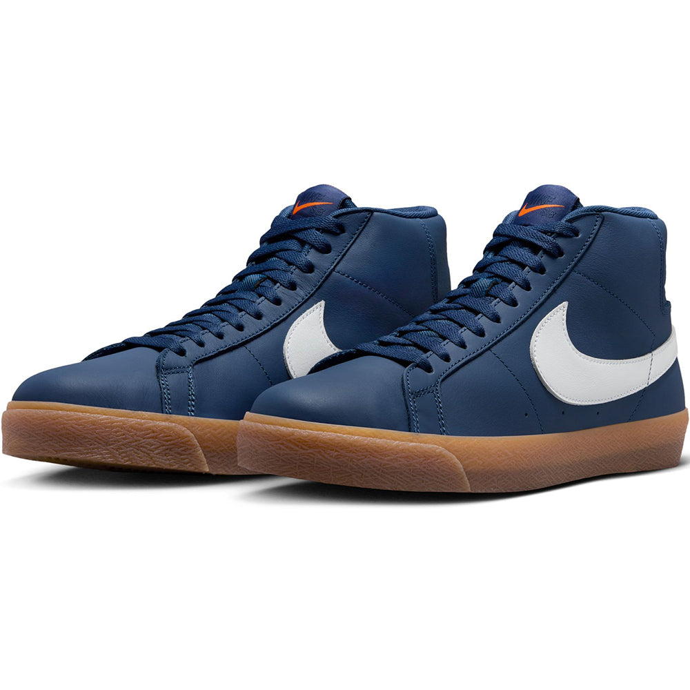 Nike SB Orange Label Zoom Blazer Mid ISO Shoes Navy/White-Navy-Gum Light Brown