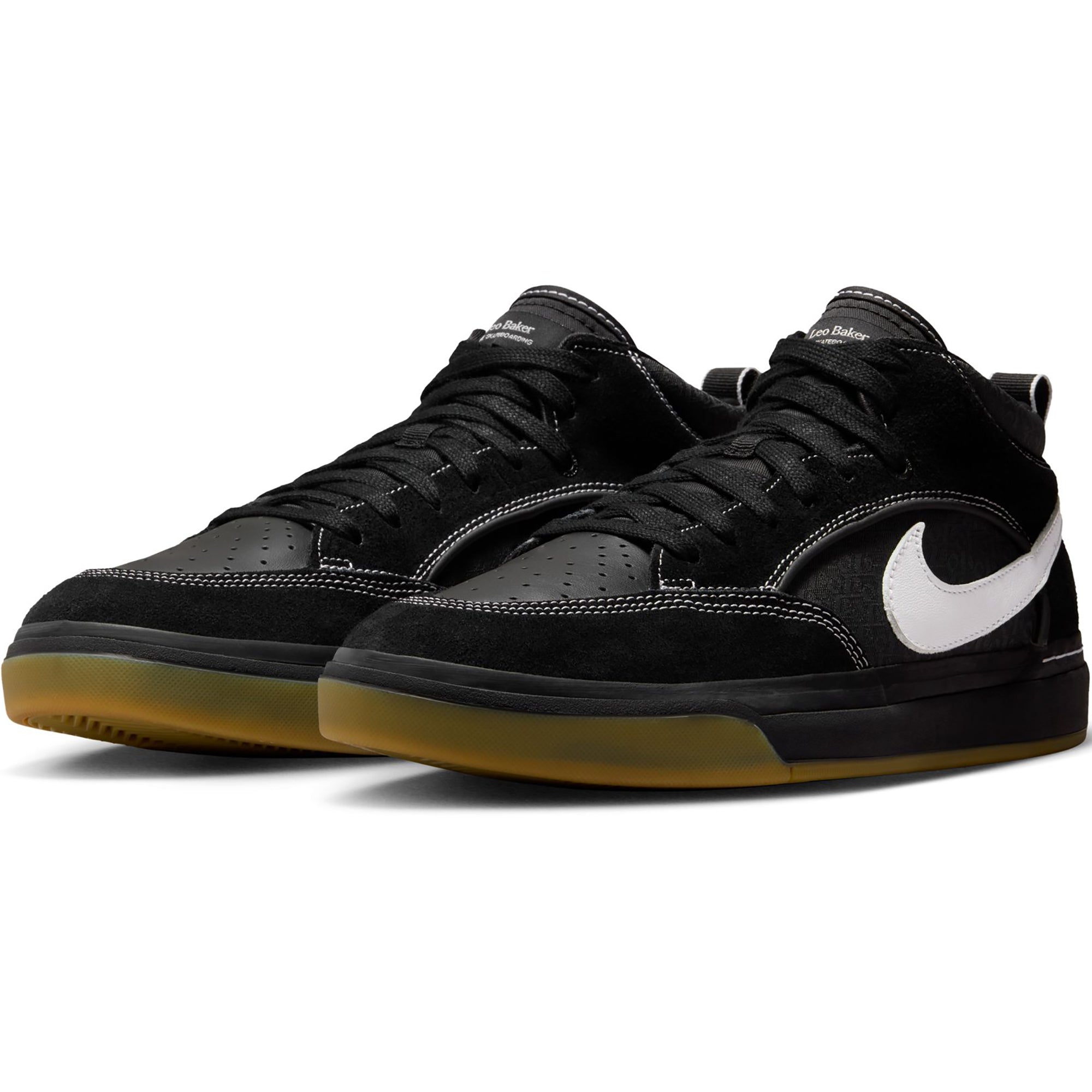 Nike SB React Leo Shoes Black/White-Black-Gum Light Brown