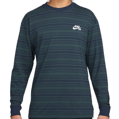 Nike SB Stripe Long Sleeve T Shirt Midnight Navy/Deep Jungle