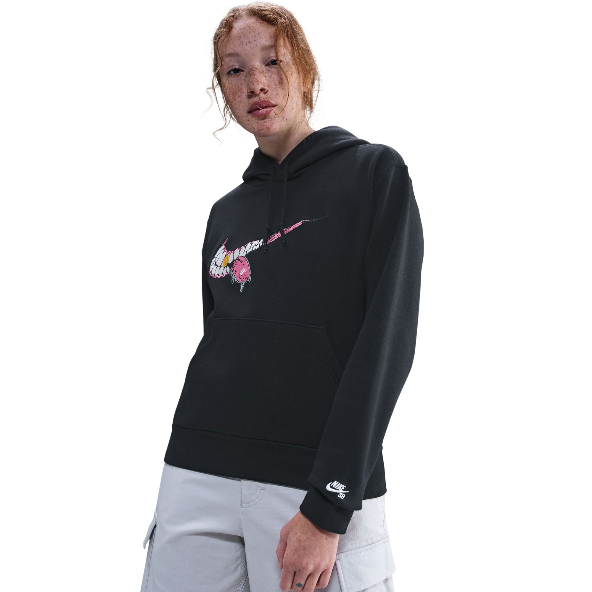 Nike SB Swoosh Grill Pullover Hoodie Black/White