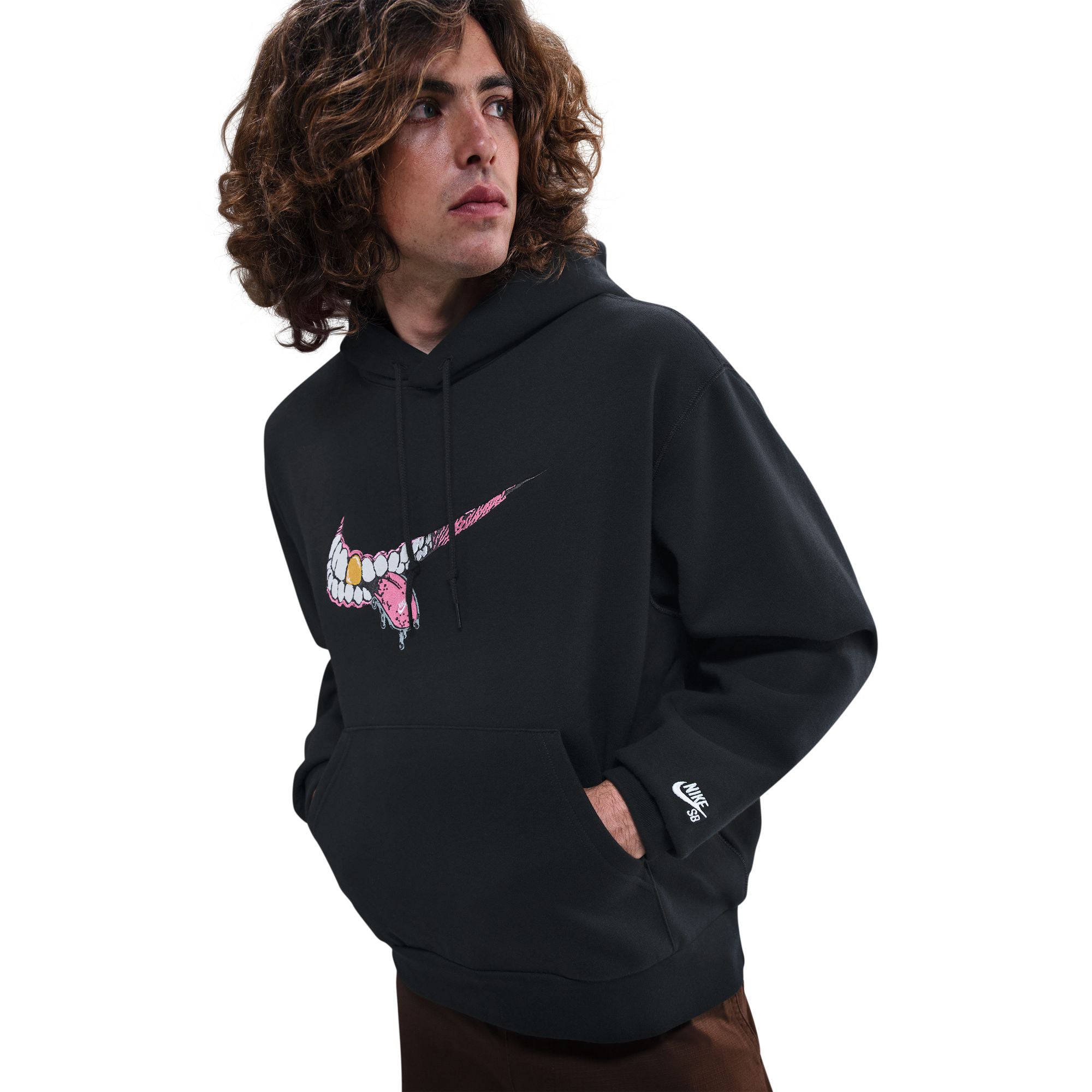 Nike SB Swoosh Grill Pullover Hoodie Black/White