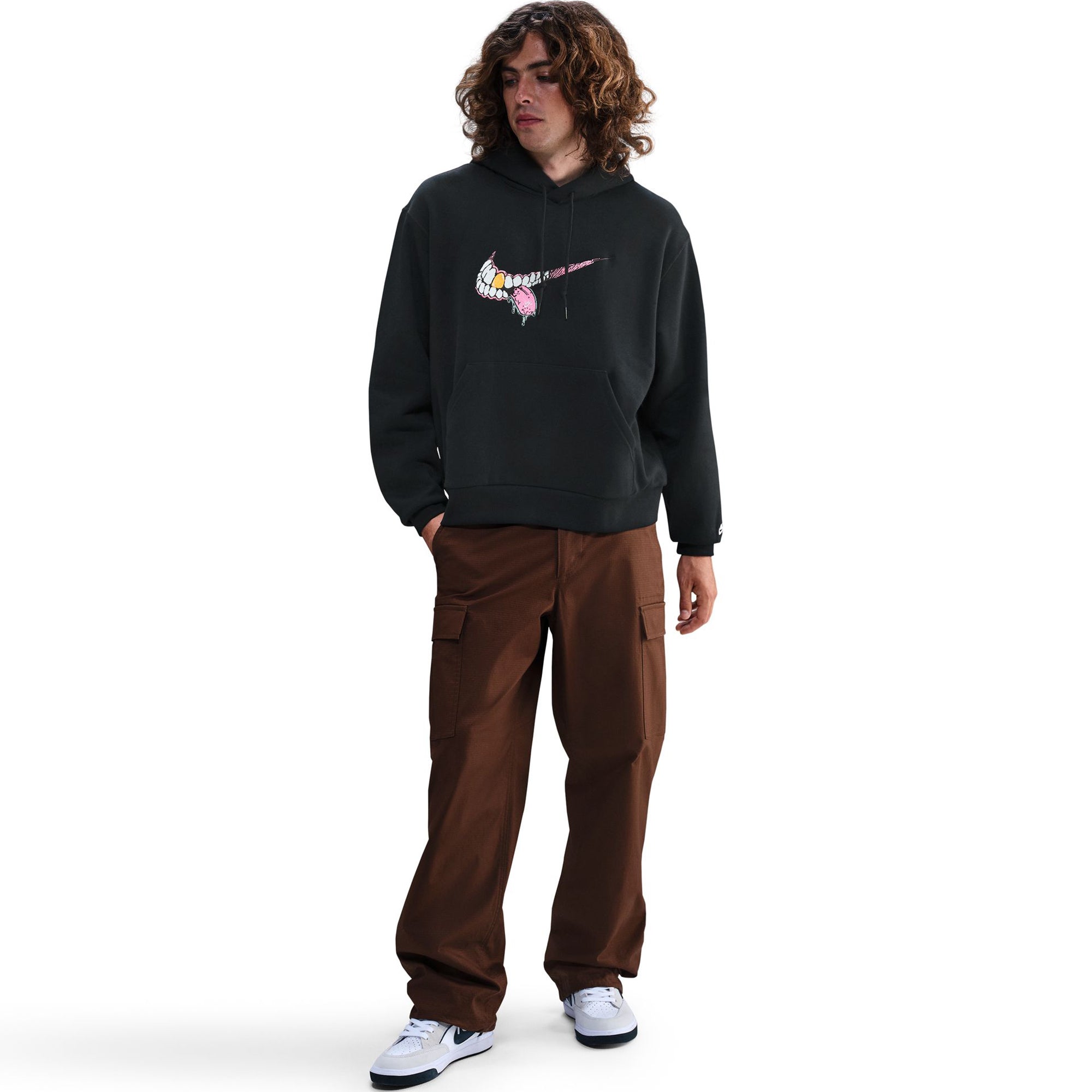 Nike SB Swoosh Grill Pullover Hoodie Black/White