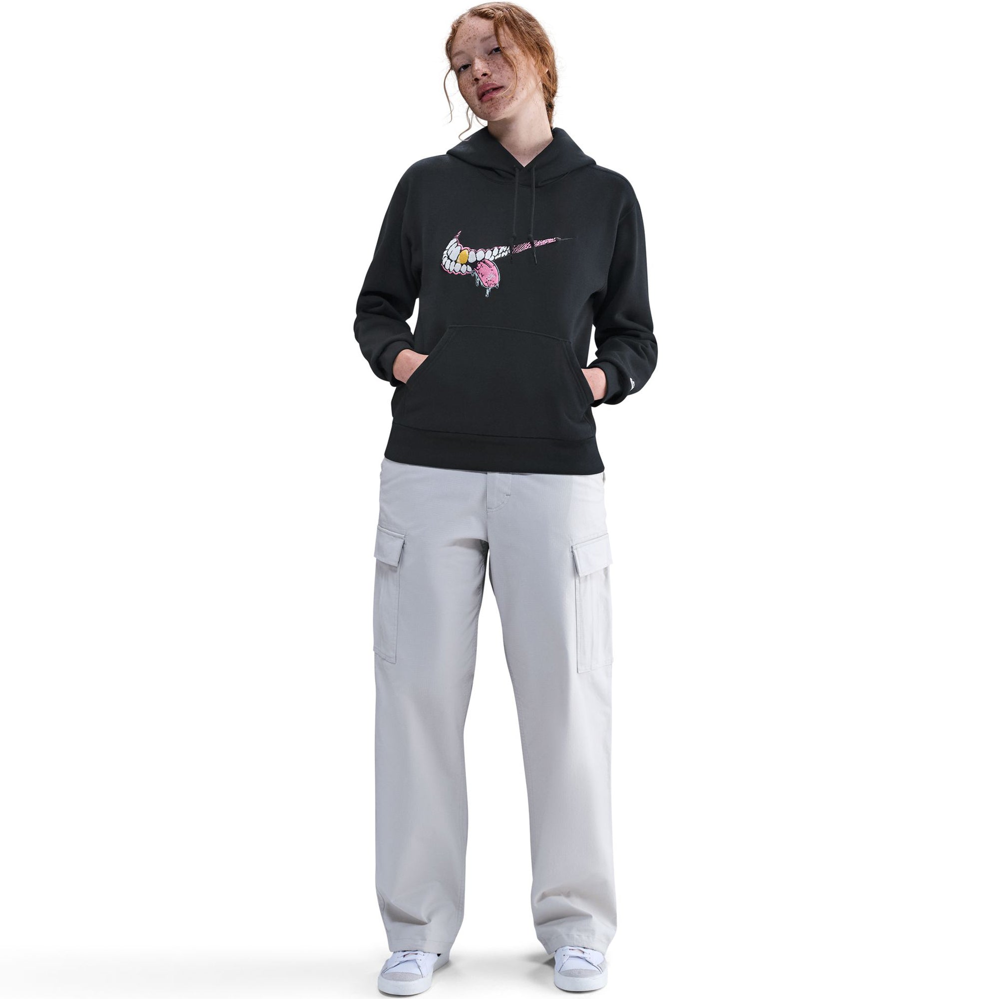 Nike SB Swoosh Grill Pullover Hoodie Black/White