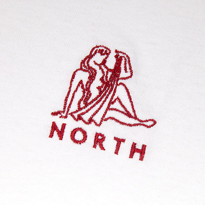 North Zodiac Logo Embroidery T Shirt White/Burgundy
