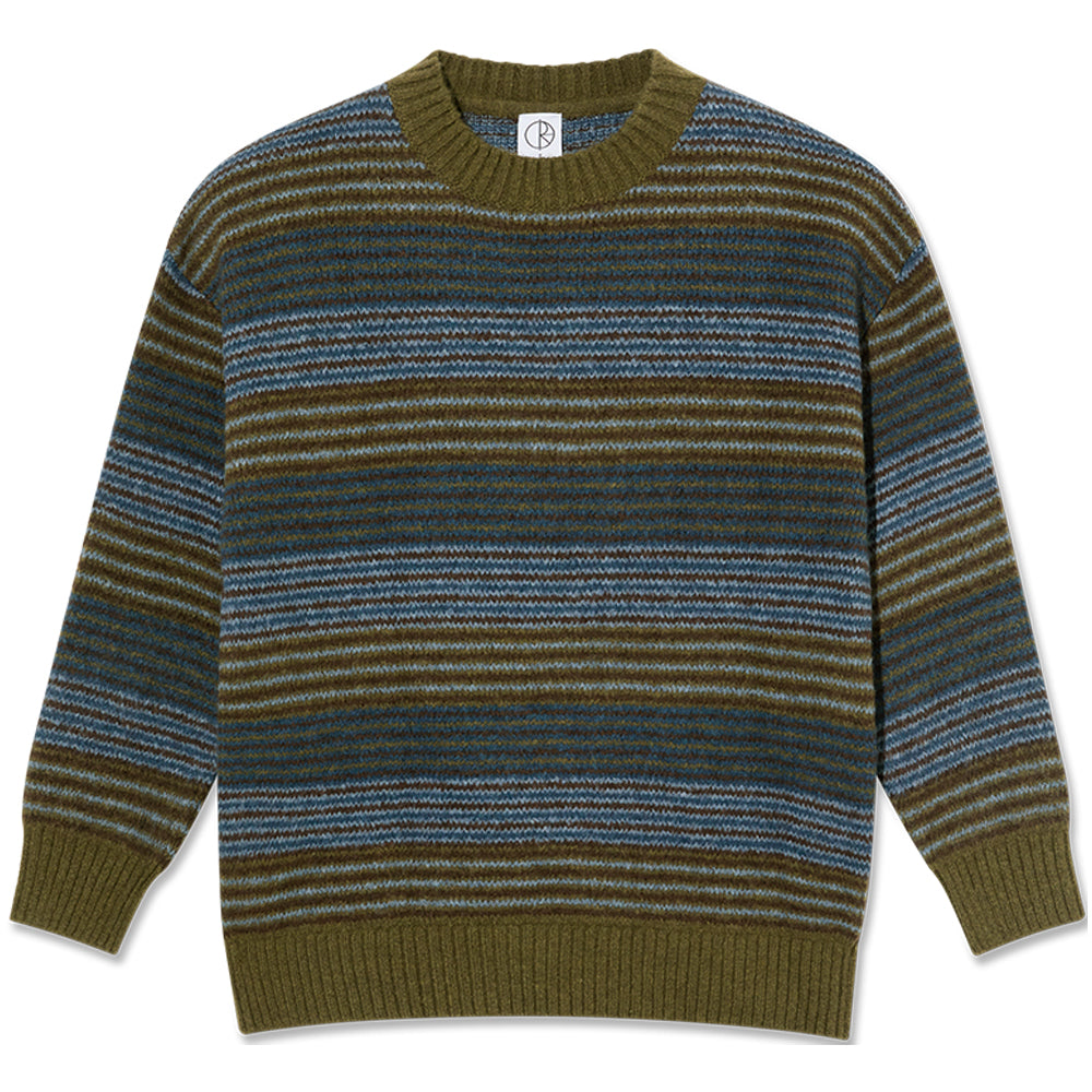 Polar Skate Co George Sweater Blue Green Stripe
