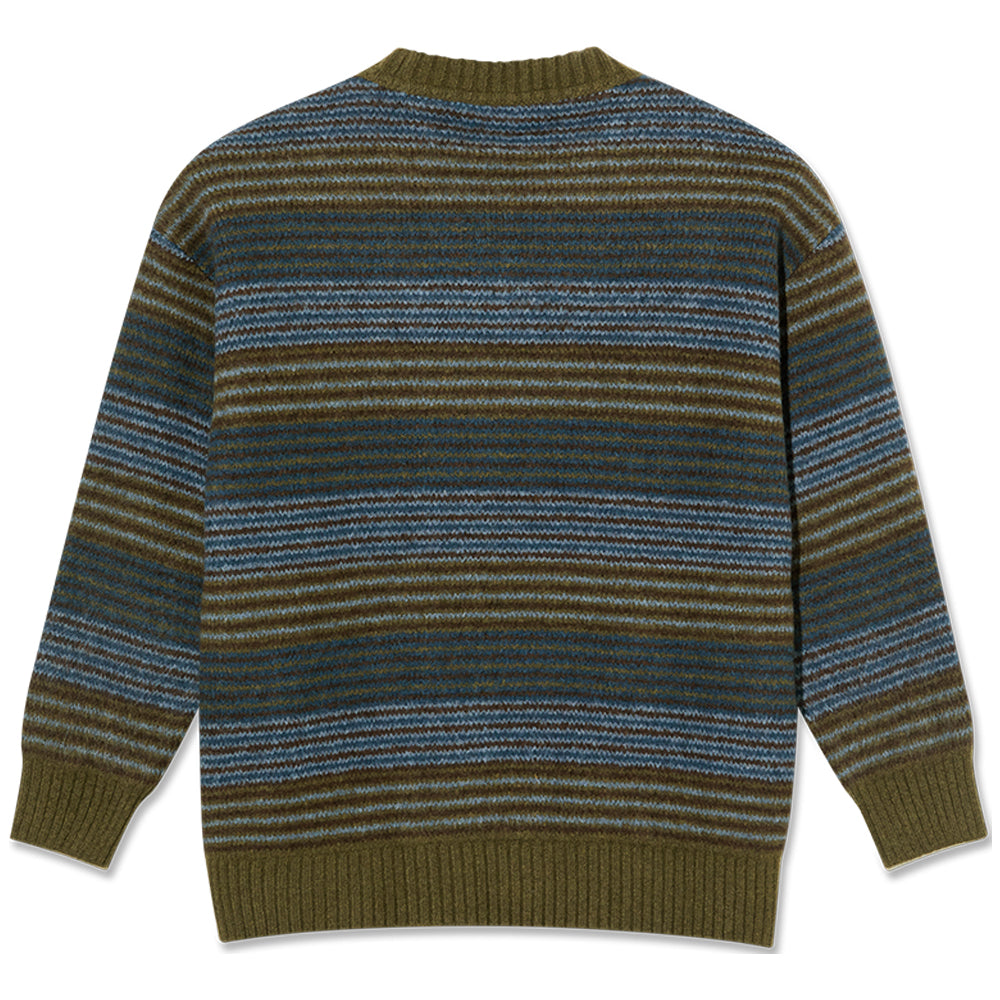 Polar Skate Co George Sweater Blue Green Stripe