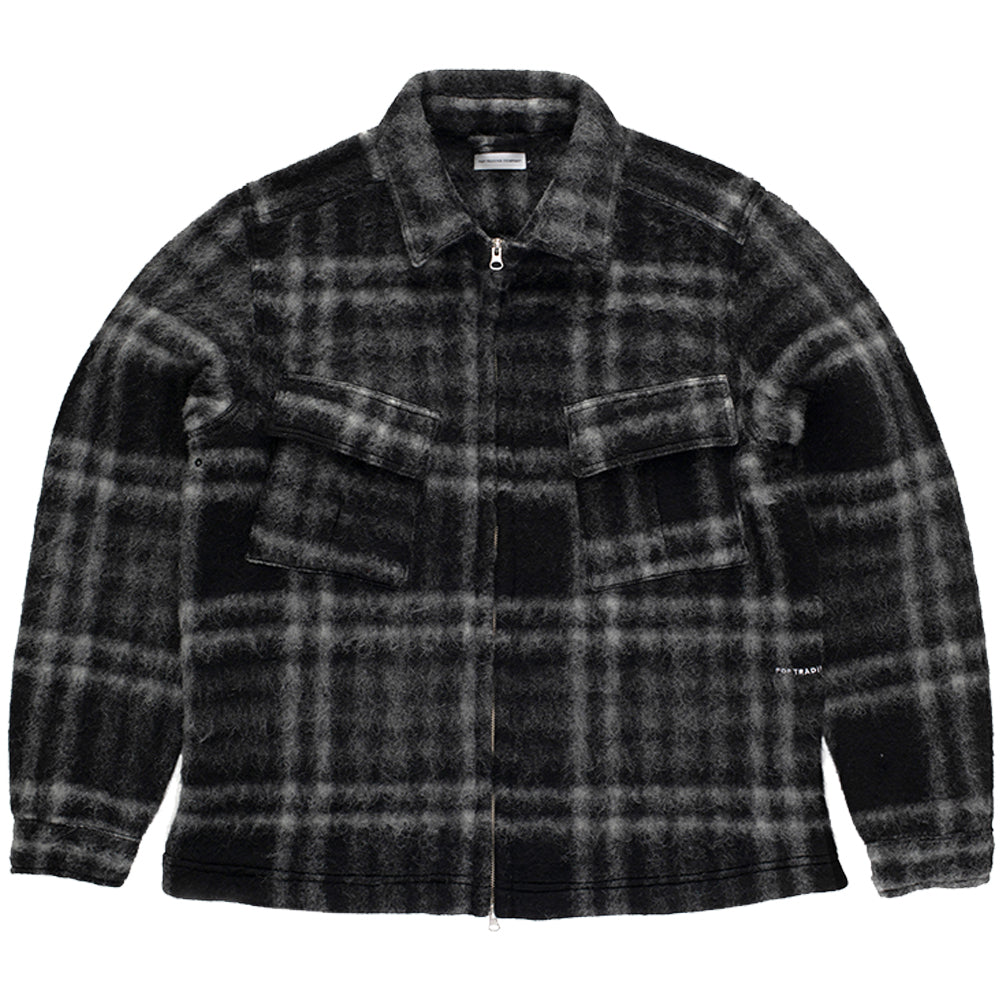 Pop Trading Company Checked Wool Shirt Jacket Black/Charcoal