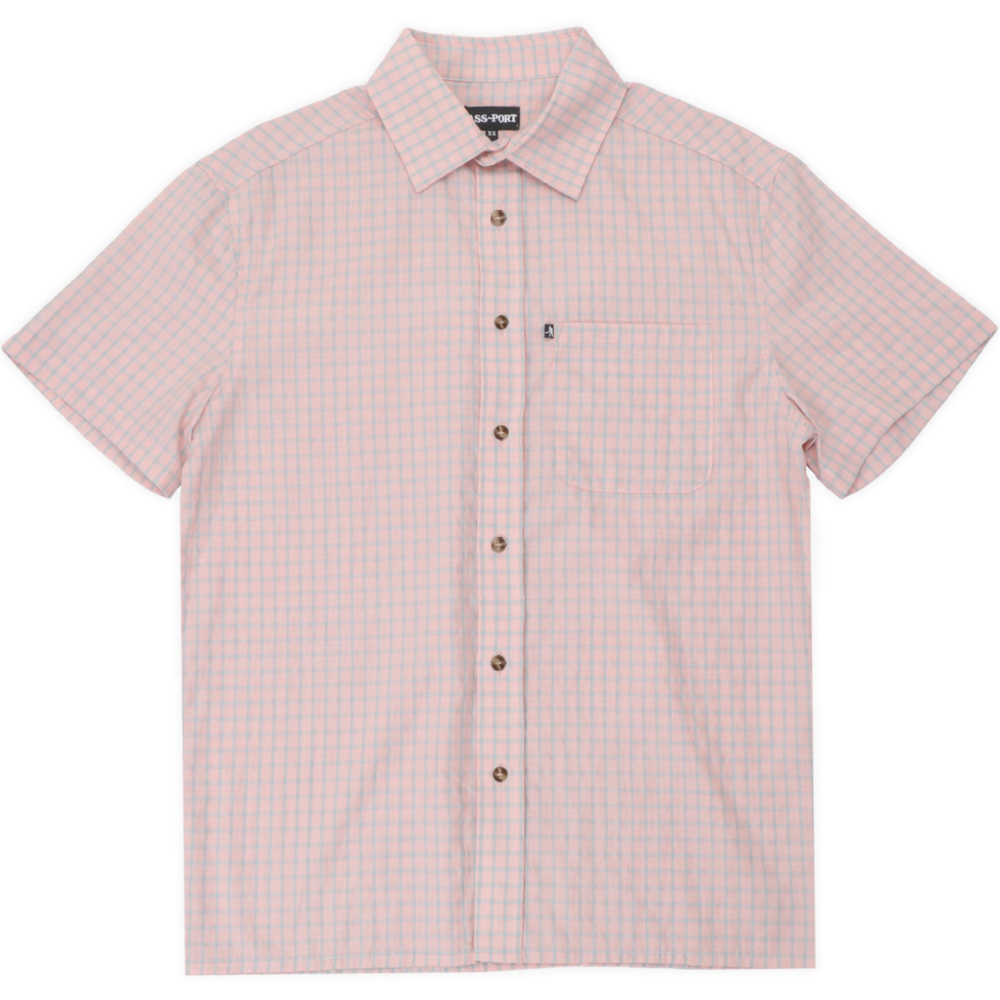 Pass~Port Workers Check Short Sleeve Shirt Light Pink