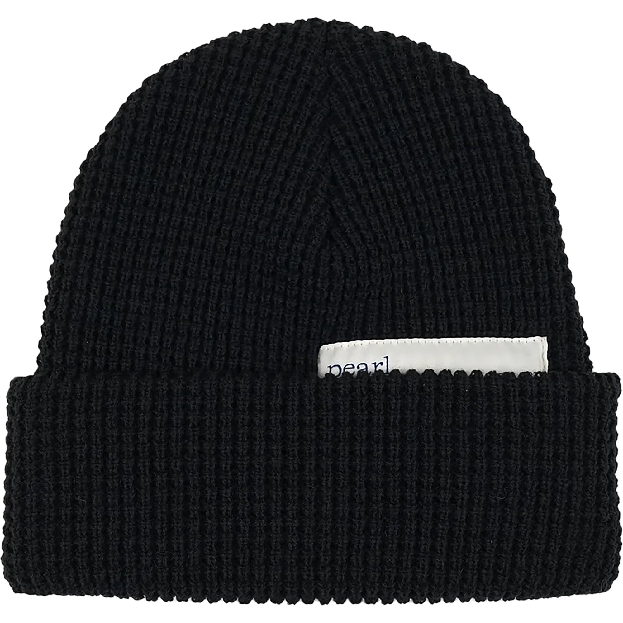 Pearl Hidden Label Waffle Beanie Black