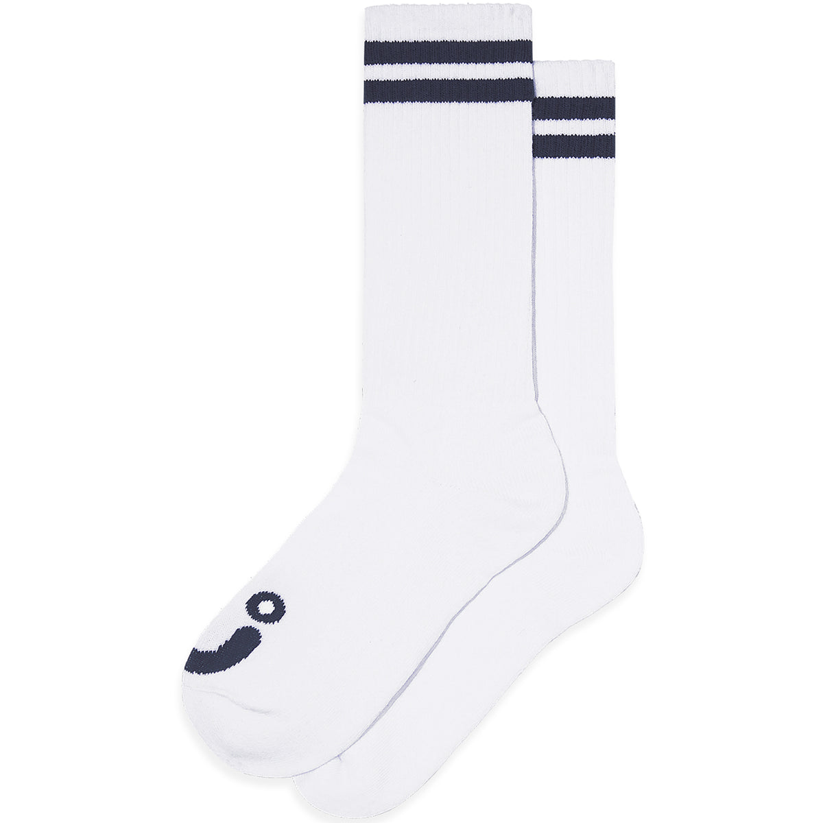 Polar Skate Co Long Rib Socks Happy Sad White/Navy