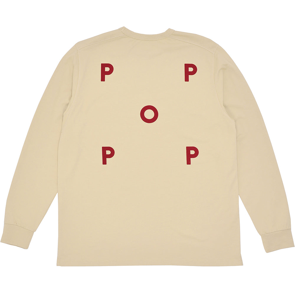 Pop Trading Company Logo Longsleeve White Pepper/Rio Red