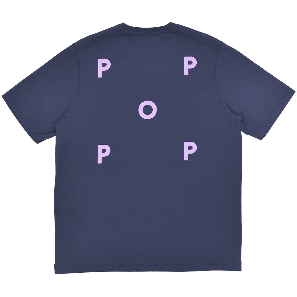 Pop Trading Company Logo T Shirt Navy/Viola