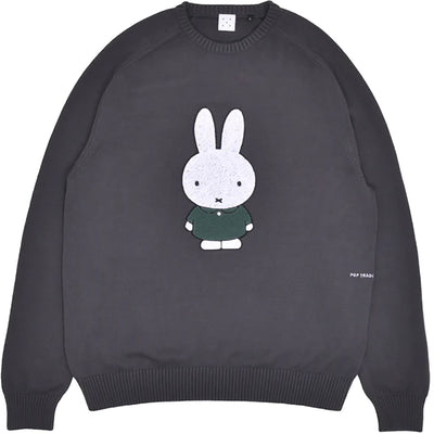Pop Trading Company Miffy Applique Knitted Crewneck Grey