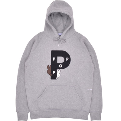 Pop Trading Company Miffy Big P Hooded Sweat Light Grey Heather