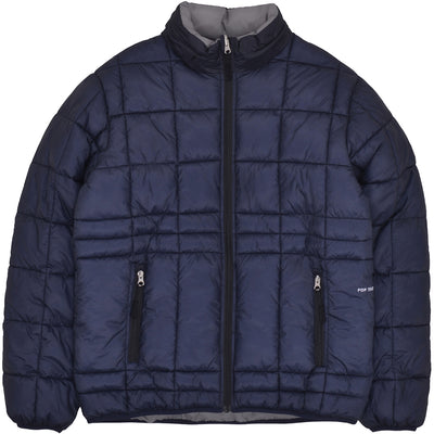 Pop Trading Company Quilted Reversible Puffer Jacket Navy/Drizzle