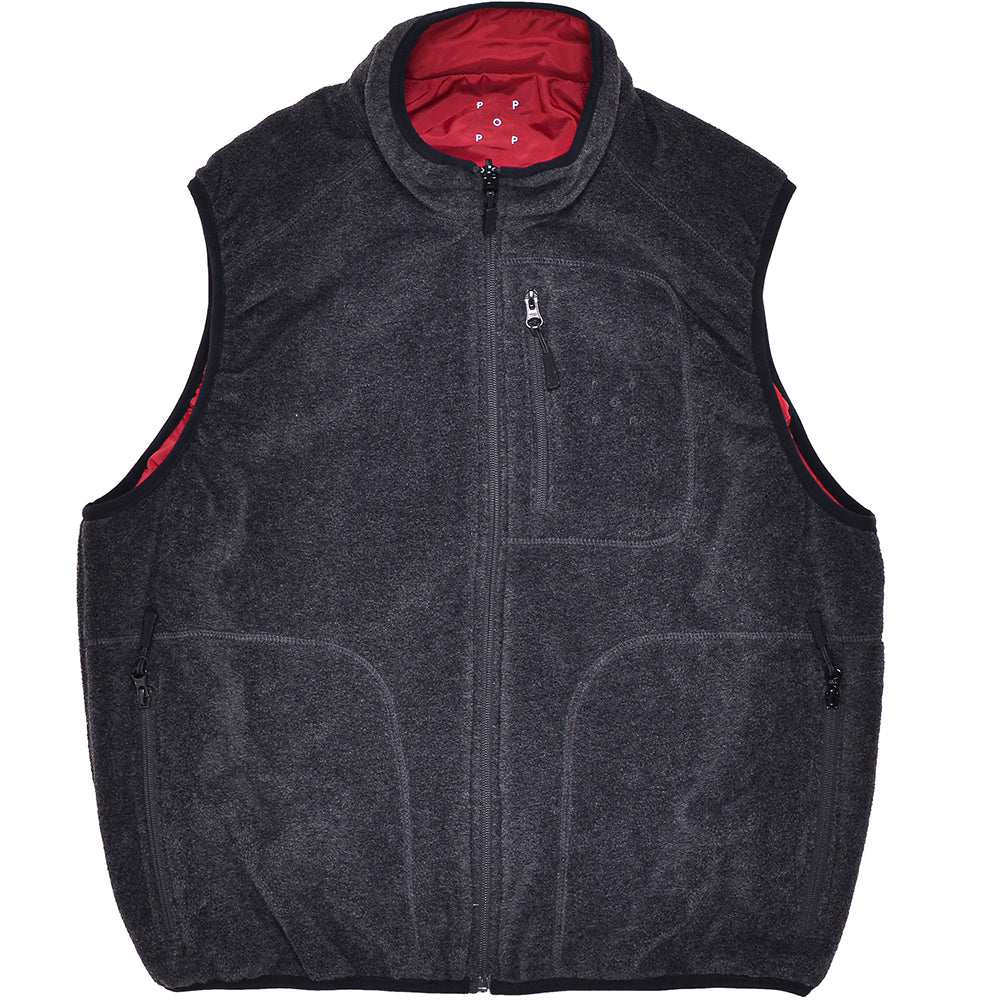 Pop Trading Company Reversible Vest Anthracite/Rio Red
