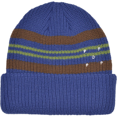 Pop Trading Company Striped Beanie Blue