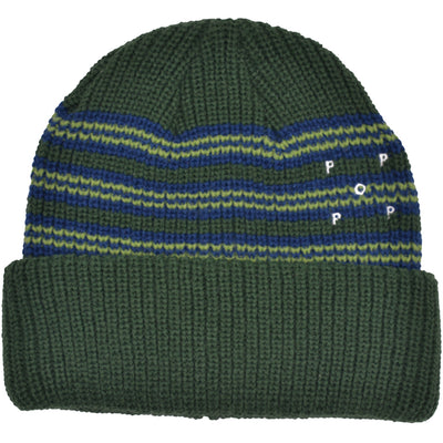 Pop Trading Company Striped Beanie Green