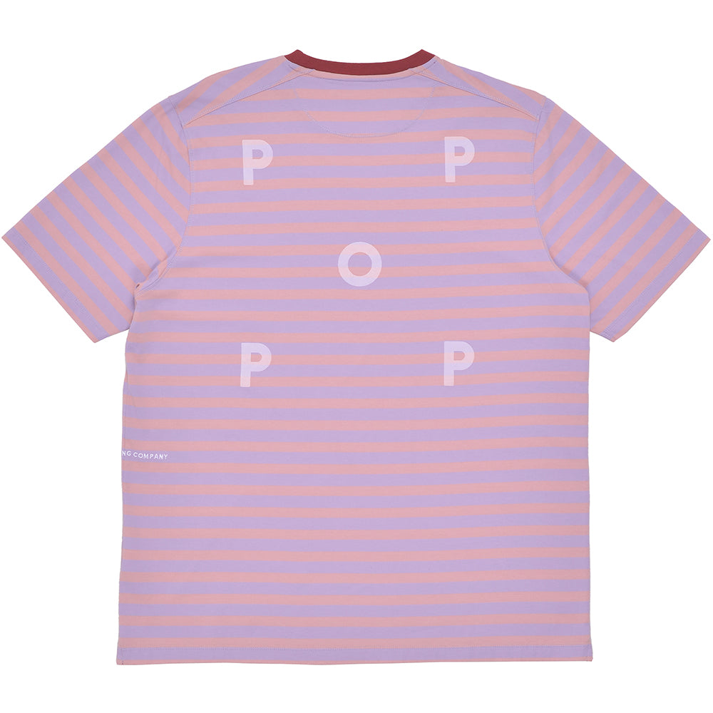 Pop Trading Company Striped Logo T Shirt Zephyr