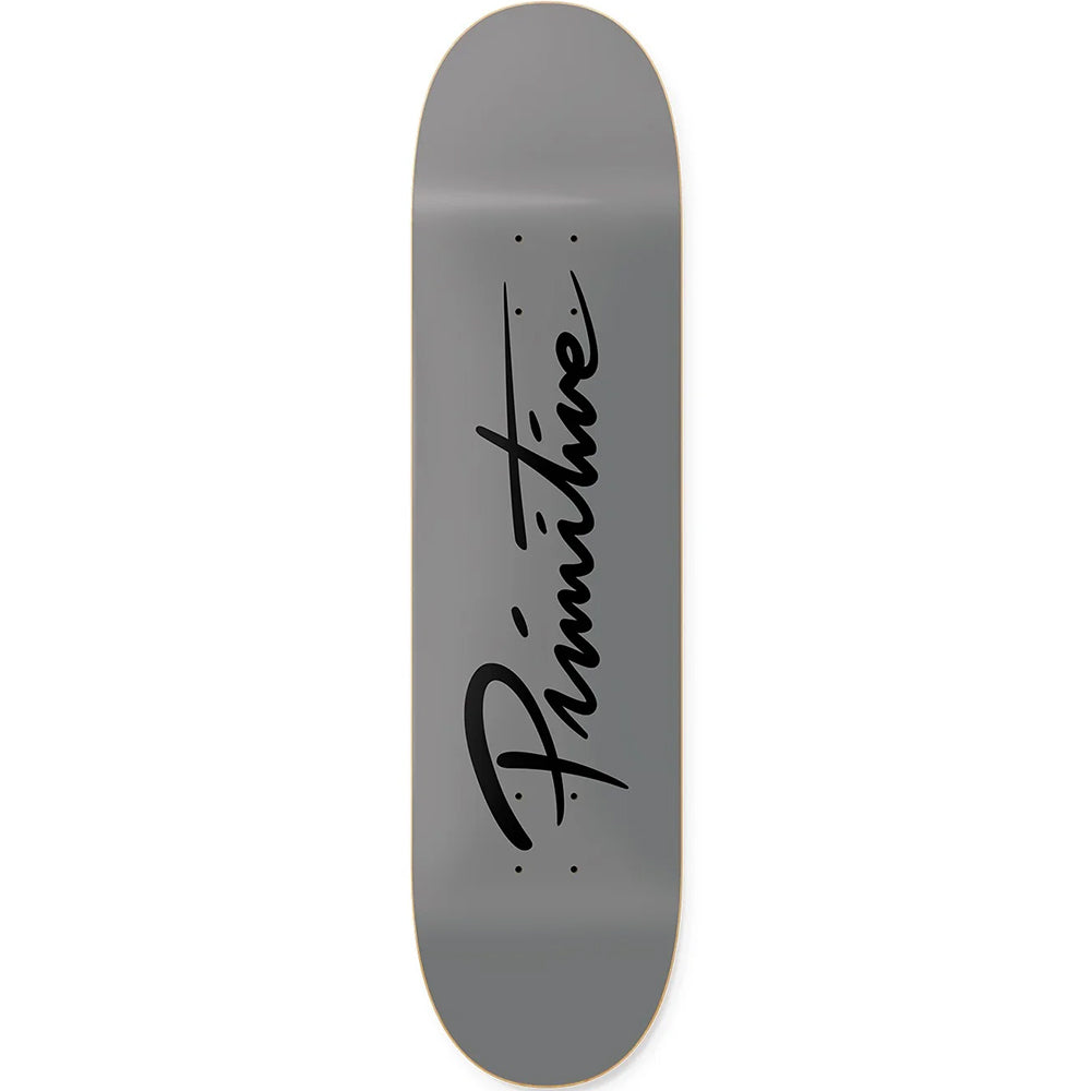 Primitive Nuevo Script Grey Skateboard Deck 8.38"