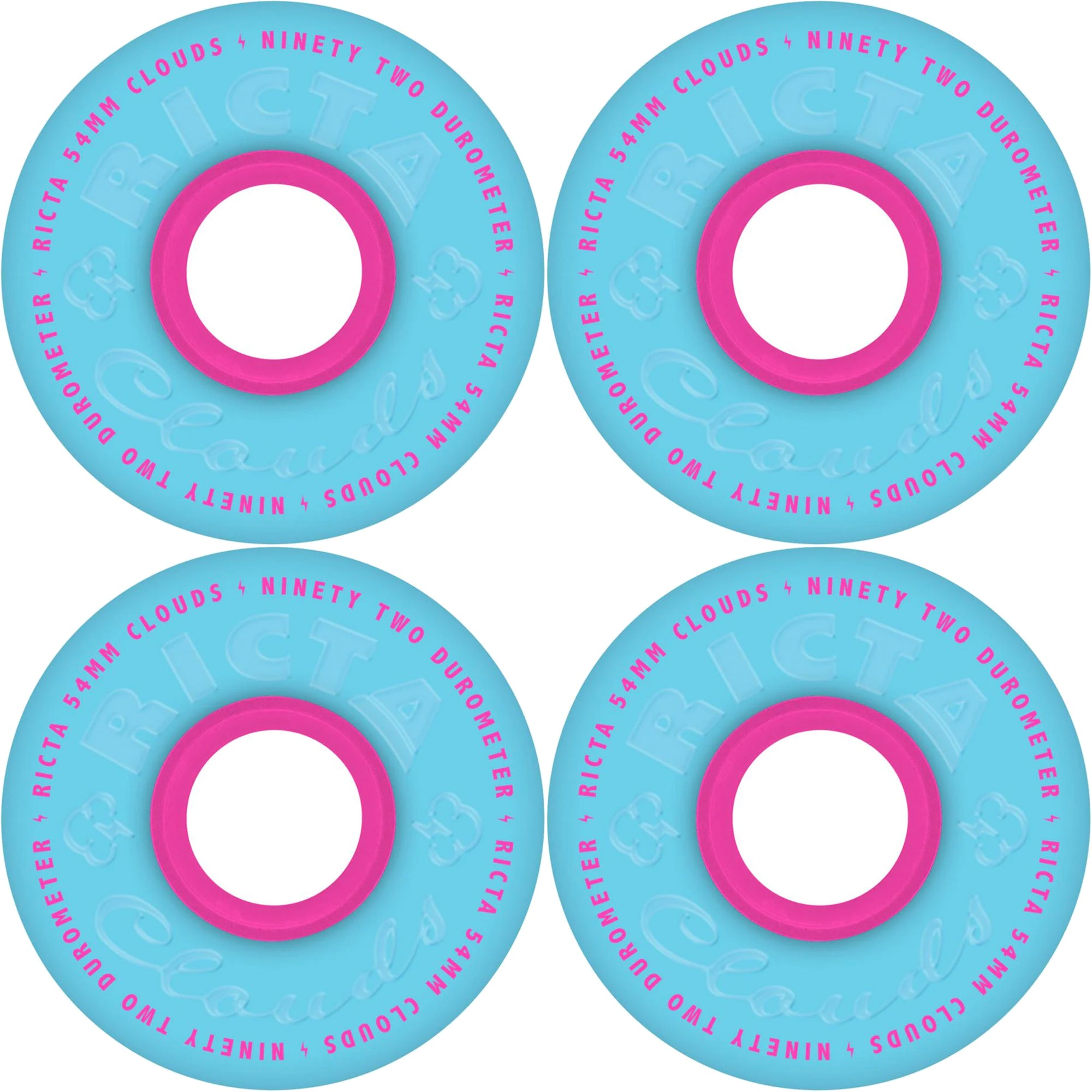 Ricta Clouds Blue/Pink 92a Skateboard Wheels 54mm