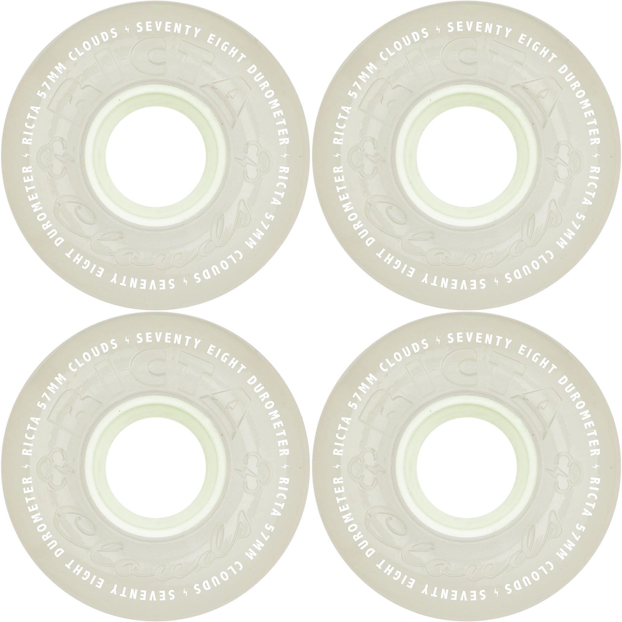 Ricta Clouds Aqua Glow In The Dark 78a Skateboard Wheels 57mm