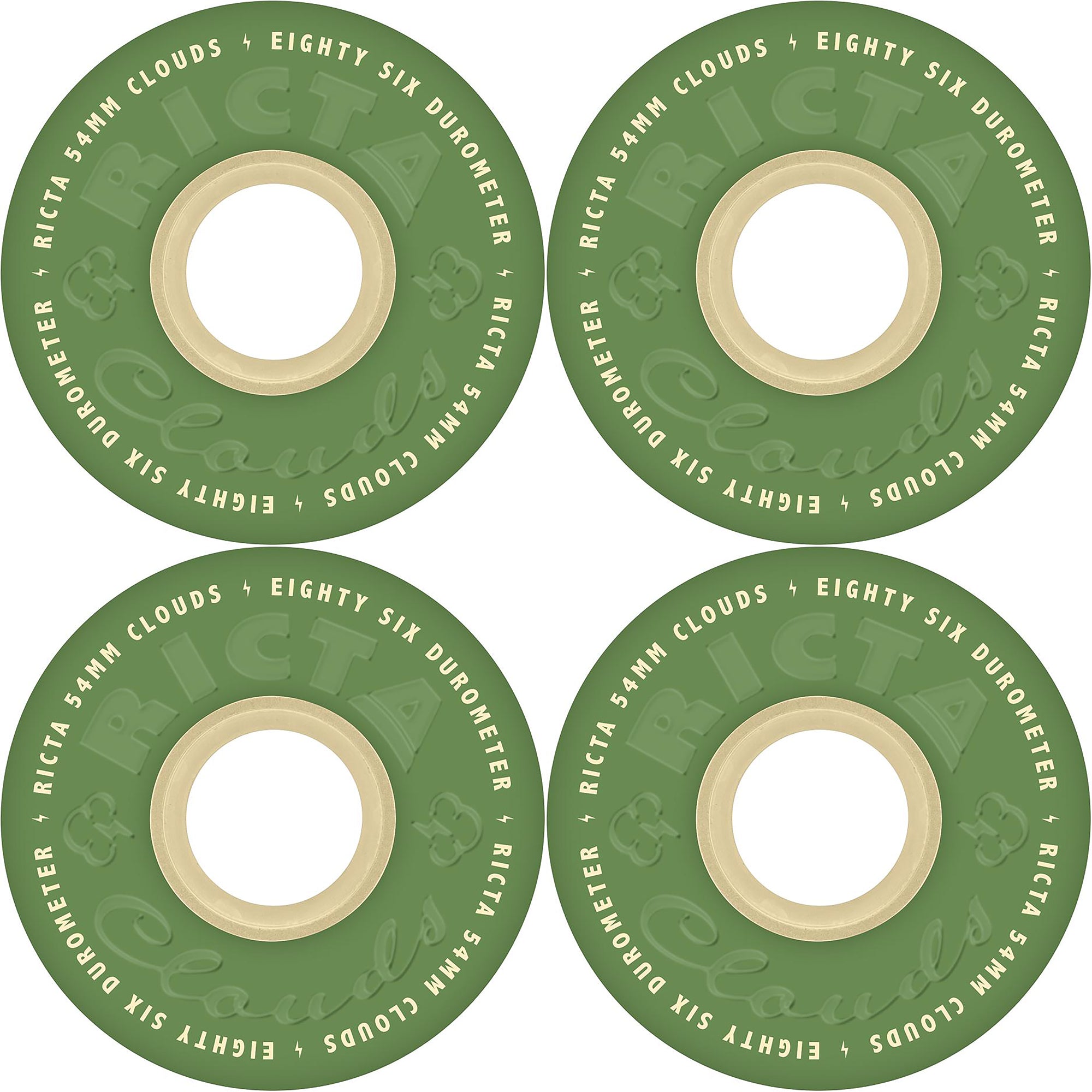 Ricta Clouds Green/Natural 86a Skateboard Wheels 54mm